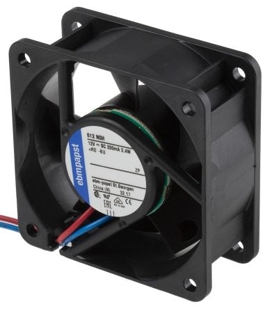 ebm-papst 600 N Series Axial Fan, 12V dc, 43 m³/h, 2.4 W, 200 mA Max 60 mm 25.4mm 25.4 mm