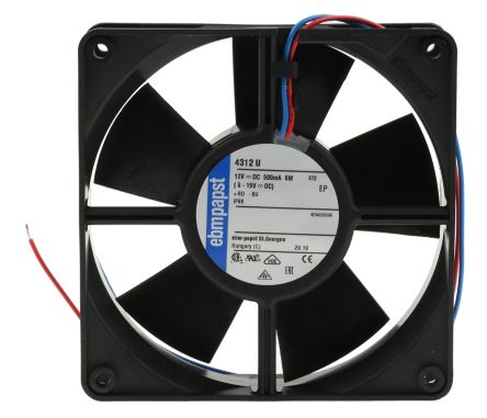 ebm-papst 4300 Series Axial Fan, 12V dc, 170 m³/h, 5 W, 417 mA Max, IP68 119 mm 119mm 32 mm