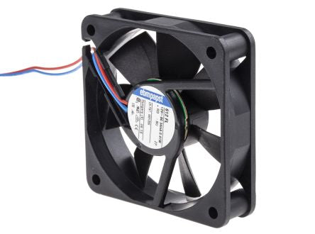 ebm-papst 600 F Series Axial Fan, 12V dc, 19 m³/h, 400 mW, 33 mA Max 60 mm 15mm 15 mm