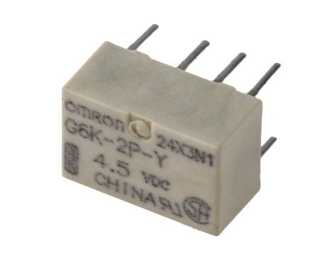 Omron PCB Signal Relay, 4.5V dc Coil, 1A, DPDT