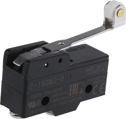 Omron Z Series Roller Lever Limit Switch, SPDT, IP00, 250V ac, 15A