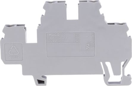 WAGO 870-501 870 Series Terminal Block Grey, 2.5mm², 2-Level, Cage Clamp