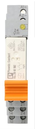 Phoenix Contact PLC-RSC- 24DC/21-21 Series Interface Relay, DIN Rail, 24V dc Coil, DPDT, 18mA