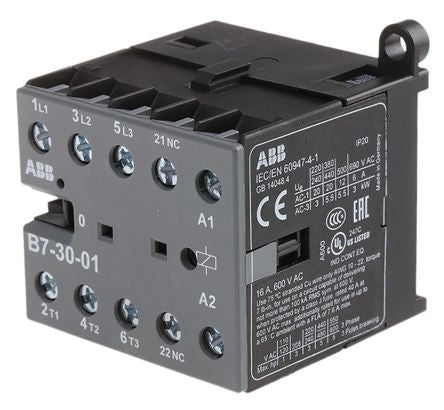 ABB B Contactor, 230V ac Coil, 3-Pole, 9 A, 5.5 kW 230V ac, 3 NO, 690V ac