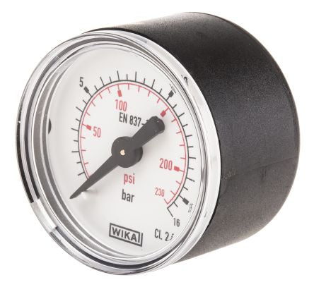 WIKA Type R Pressure Gauge, 40 mm, 16 bar, RSCAL