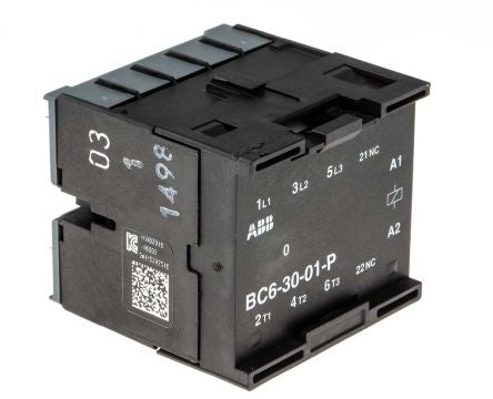 ABB B Contactor, 24V dc Coil, 3-Pole, 6 A, 4 kW 24V dc, 3 NO, 690V ac