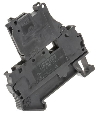 Phoenix Contact 3036369 ST 4-HESI (5X20) Series Fused DIN Rail Terminal Black, 4mm², 1-Level Fused, Spring Cage