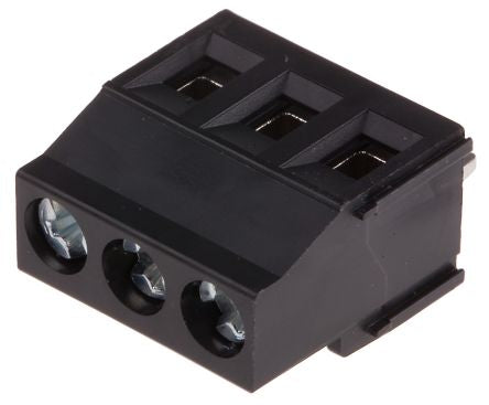 Phoenix Contact MKDSN 2.5/3 HT BK Series PCB Terminal Block, 3-Contact, 5 mm Pitch, Through Hole, 1 Row Solder