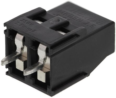 Phoenix Contact MKDSN 2.5/2-5.08 HT BK Series Horizontal PCB Terminal Block, 2 Contact(s), 5.08 mm Pitch, 1 Row