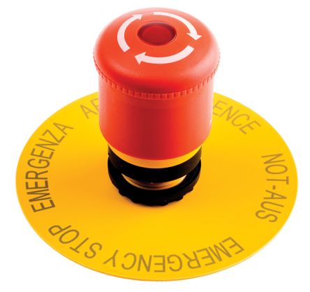 Eaton RMQ Titan M22 Series Latching Illuminated Emergency Stop Push Button, Front, 22 mm Cutout, IP69K