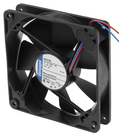 ebm-papst 4400 F Series Axial Fan, 12V dc, 94 m³/h, 1.3 W, 108 mA Max 119 mm 25mm 25 mm