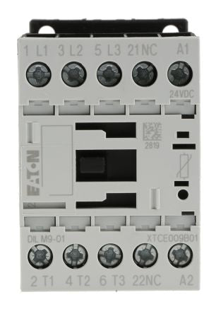 Eaton DILM Contactor, 24V dc Coil, 3-Pole, 9 A, 4 kW 24V dc, 1 NC, 400V ac