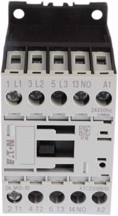 Eaton DILM Contactor, 24V ac Coil, 3-Pole, 12 A, 5.5 kW 245V, 3 NO, 400V ac