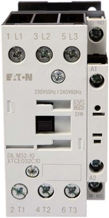 Eaton DILM Contactor, 230V ac Coil, 3-Pole, 32 A, 15 kW 230V ac, 3 NO, 400V ac