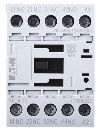 Eaton DILA Contactor Relay, 230V ac Coil, 4 A 240V, 2 NO/2 NC, 415V ac