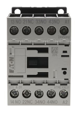 Eaton DILA Contactor Relay, 24V ac Coil, 4-Pole, 4 A 24V ac, 3 NO/1 NC, 415V ac