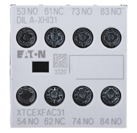 Eaton Auxiliary Contact, 4 Contact, 3 NO/1 NC, DILA-XHI31, Front Fixing, 16 A, 500V ac, 276427 DILA-XHI31