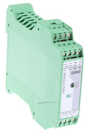Phoenix Contact MINI-PS-48-60DC/24DC/1 DC/DC Converter, 24V dc/ 1 A, 75V dc Input, 48V Input, DIN Rail 24 W, 70 °C Max