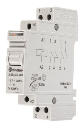 Finder DIN Rail Modular Step Relay, 230V ac Coil, 16A