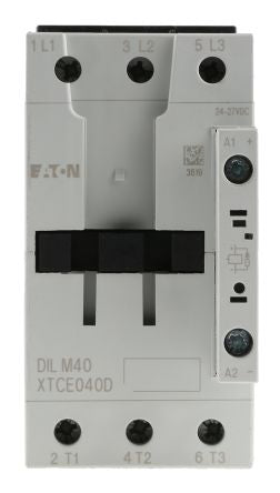 Eaton DILM Contactor, 24V dc Coil, 3-Pole, 40 A, 18.5 kW 24V dc, 3 NO, 400V ac