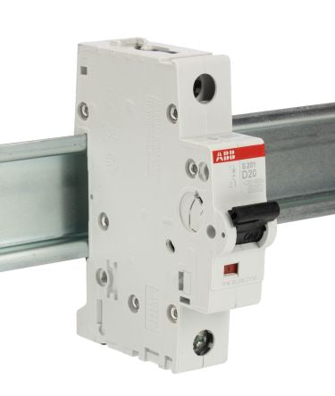 ABB System Pro M Compact System Pro M Compact Miniature Circuit Breaker, 1-Pole, 20A, Type D, 253V ac AC, 72 V dc DC, 6