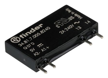 Finder 34 Series Solid State Relay, 2 A Load, PCB Mount, 240 V ac Load, 10V dc Control