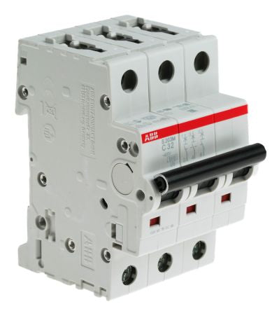ABB System Pro M Compact S200M Miniature Circuit Breaker, 3-Pole, 32A, Type C, 440V ac AC, 12 V dc DC, 10 kA Breaking