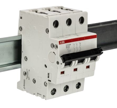 ABB System Pro M Compact S200M Miniature Circuit Breaker, 3-Pole, 40A, Type B, 440V ac AC, 12 V dc DC, 10 kA Breaking