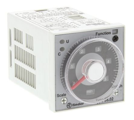 Finder 88 Series Panel Timer Relay, 2-Contact, 12 to 240 V dc 230V ac, 24 V ac, Multifunction-Function, DPDT Switch