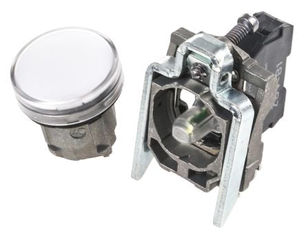 Schneider Electric, Harmony XB4, Panel Mount White LED Pilot Light, 22 mm Cutout, IP66, IP67, IP69K, Round, 24V ac/dc