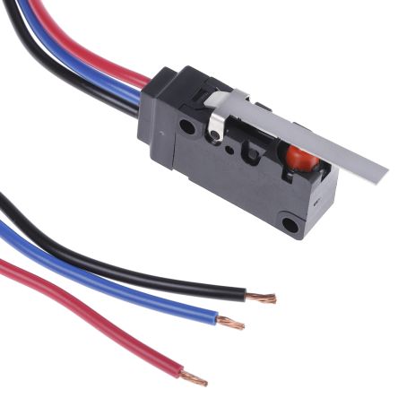 Omron Hinge Lever Micro Switch, Pre-Wired Terminal, 5A, 250 V ac, 30 V dc, SPDT, IP67