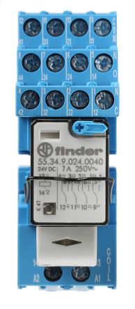 Finder 58 Series Interface Relay, DIN Rail, 24V dc Coil, 4PDT, 40mA