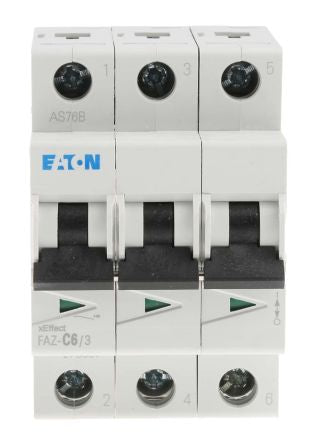 Eaton xEffect xEffect Miniature Circuit Breaker, 3-Pole, 6A, Type C, 400V ac AC, 10 kA Breaking Capacity