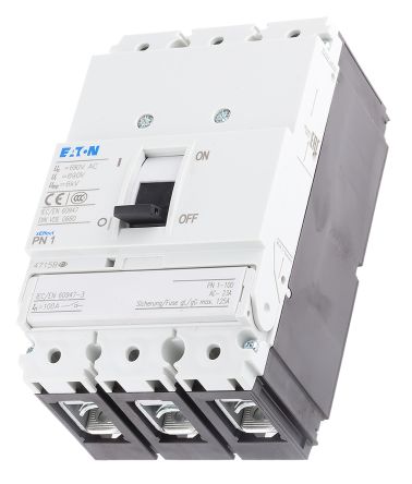 Eaton, PN1 Molded Case Circuit Breaker 1-Pole 100A, Breaking Capacity 2.8 kA
