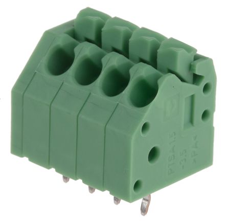 Phoenix Contact PTSA 1.5/4-3.5-F Series 45° PCB Terminal Block, 4 Contact(s), 3.5 mm Pitch, 1 Row