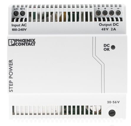 Phoenix Contact STEP POWER Switched Mode DIN Rail Power Supply 264V ac AC Input 56V dc, 2 A Output DC 96 W