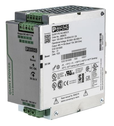 Phoenix Contact QUINT POWER Switch Mode Power Supply DIN Rail Power Supply 264V ac AC Input 56V dc, 5 A Output DC 240 W