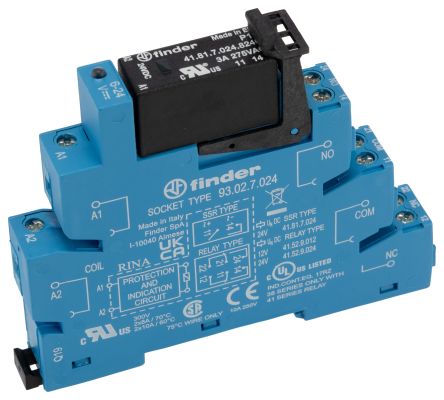 Finder 38 Series Interface Relay, DIN Rail, 24V dc Coil, SPST, 16.5mA