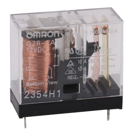 Omron PCB Power Relay, 12V dc Coil, 10A Switching Current, SPST