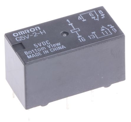 Omron PCB Signal Relay, 5V dc Coil, 1A, DPDT