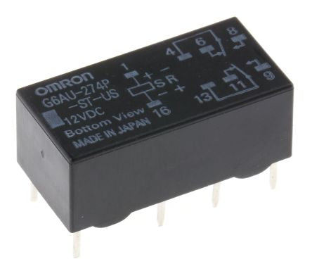 Omron PCB Signal Relay, 12V dc Coil, 2A, DPDT