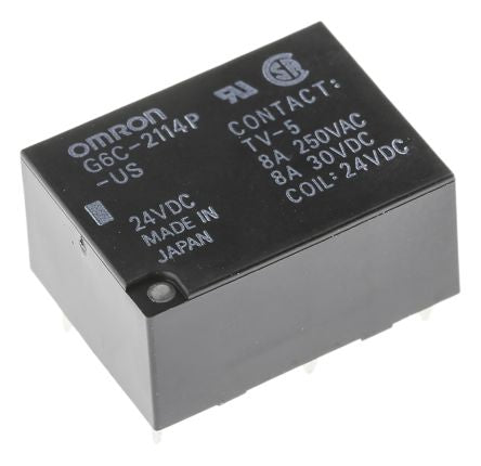 Omron PCB Power Relay, 24V dc Coil, 8A Switching Current, DPST