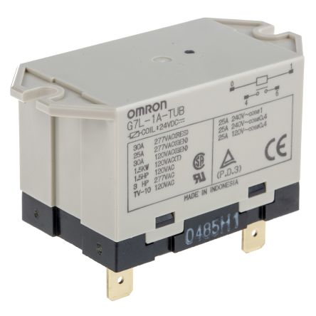 Omron Flange Power Relay, 24V dc Coil, 30A Switching Current, SPST