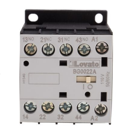 Lovato BG Contactor Relay, 110V ac Coil, 4-Pole, 10 A, 2 NO/2 NC, 690V ac