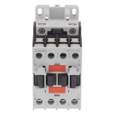 Lovato BF Contactor, 24V dc Coil, 3-Pole, 25 A, 11 kW, 3 NO, 440V ac