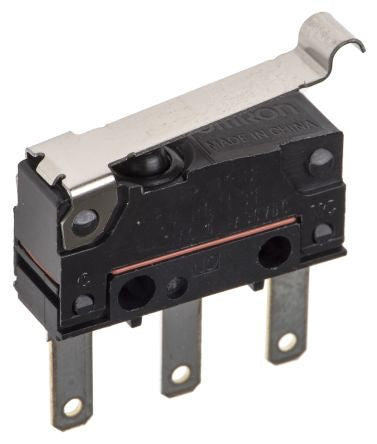 Omron Simulated Roller Lever Micro Switch, Tab Terminal, 100mA, 250 V ac, 30 V dc, SPDT, IP67