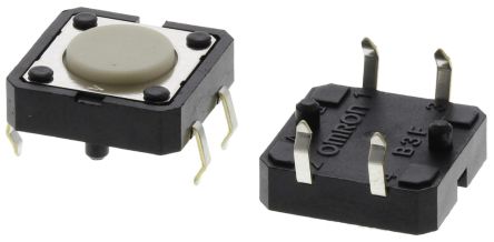 Omron Ivory Tactile Switch Plunger, 0.8 mm, SPST 50mA 24 V dc, Through Hole
