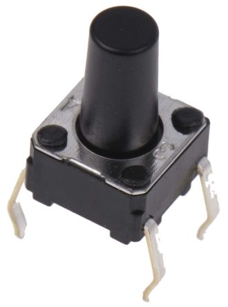 Omron IP00 Tactile Switch Plunger, 6.1 mm, SPST 50mA 24 V dc, Through Hole
