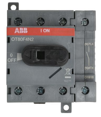 ABB 4-Pole Base Isolator Switch -, IP20, 80A, 560 kW