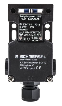 Schmersal ATEX EX-AZ16 Safety Interlock Switch, Keyed, Fibreglass Reinforced Thermoplastic, Interlock